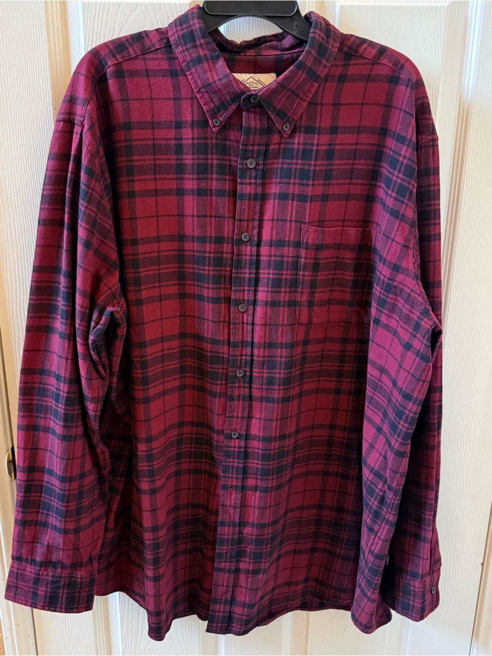 St. John's Bay Burgundy and Black Plaid Button-Down Shirt
